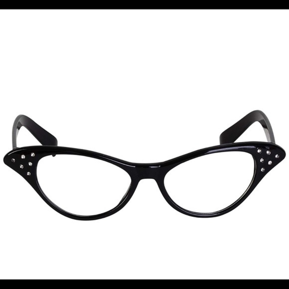50’s Women’s Black Cat Eye Rhinestone Glasses